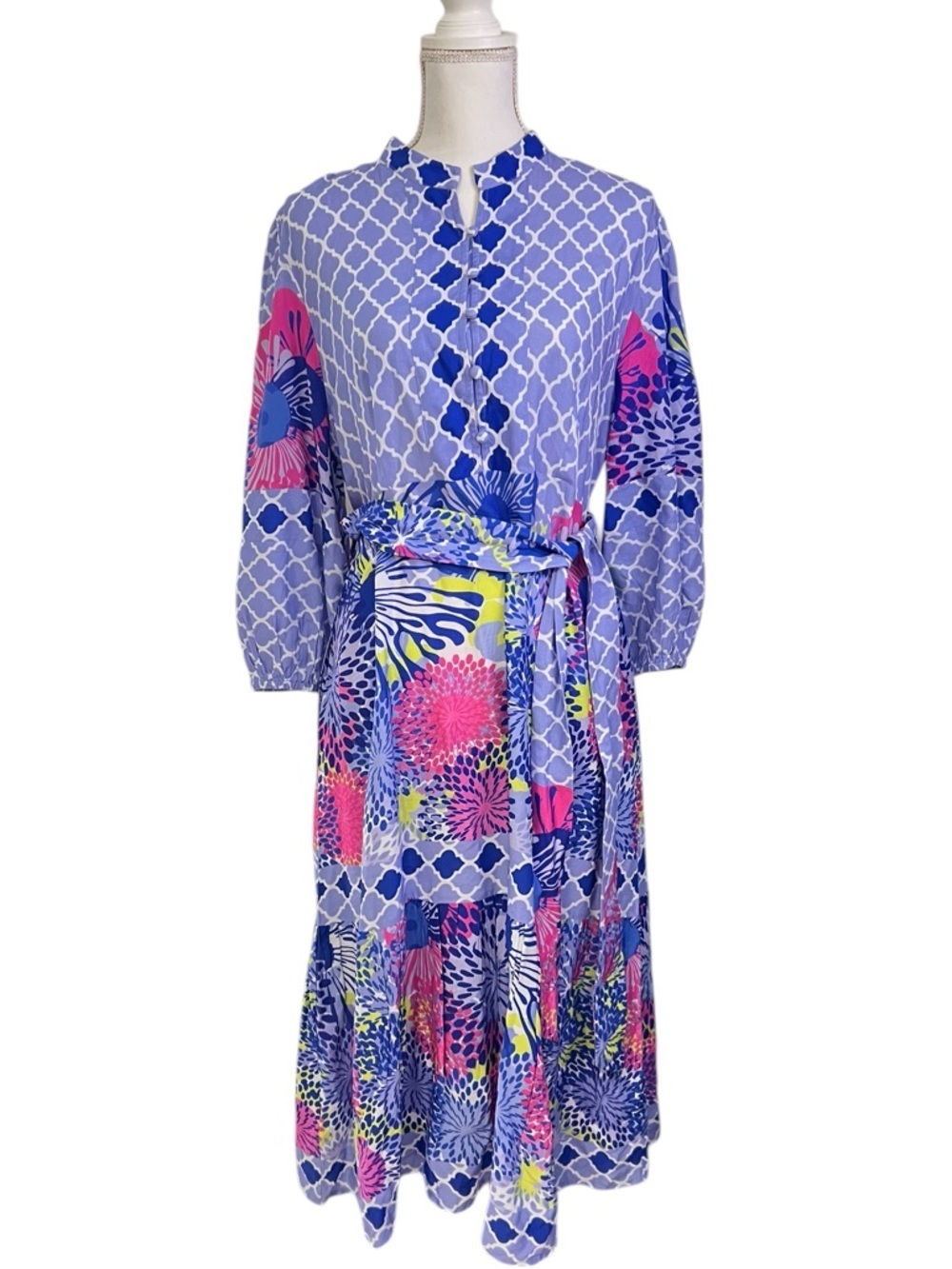 Celina Moon Woodland Print  100% Viscose Tie Waist Maxi Dress XL NWT